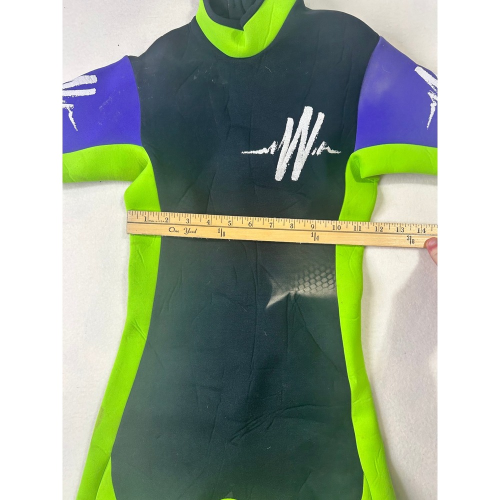 Vintage Wavelength Wetsuits Australia Neon Shorty Spring Suit Size 12 Kids Black - Picture 3 of 5